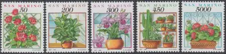 San Marino Mi.Nr. 1503-07 Freim. Zimmerpflanzen (5 Werte)