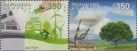 Armenien MiNr. Zdr.990+89 Europa 16, Umweltbew.leben, Von Grau zu Grün (2 W.)