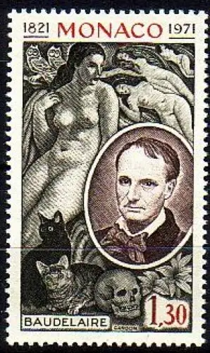 Monaco Mi.Nr. 1022 Charles Baudelaire, Dichter, u.a. Akt und Katzen (1,30)