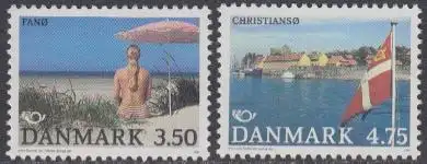 Dänemark Mi.Nr. 1003-04 NORDEN, Tourismus, Badestrand, Hafeneinfahrt (2 Werte)