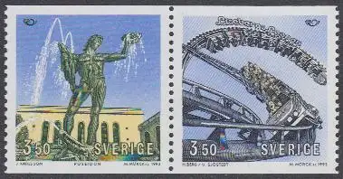 Schweden Mi.Nr. Zdr.1772+73 NORDEN Tour.Attraktionen, Brunnen, Achterbahn (Paar)