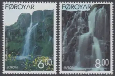 Färöer Mi.Nr. 354-55 Europa 99, Natur-+ Nationalparks, Wasserfälle (2 Werte)