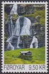 Färöer MiNr. 890 Bach Skorá, Sommrhaus am Wasserfall (9,50)