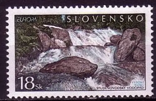 Slowakei Mi.Nr. 394 Europa 2001, Wasser, Wasserfall Studenovodsky (18)