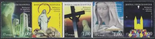 Bosnien-Herz.Kroat. Mi.Nr. Zdr.176-80 Marienersch.i.Medjugorje (Fünferstreifen)