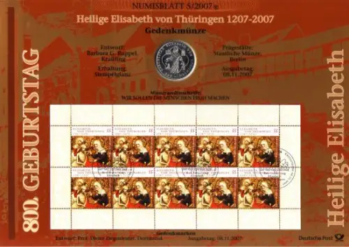 D,Bund, Heilige Elisabeth von Thüringen (Numisblatt 5/2007)
