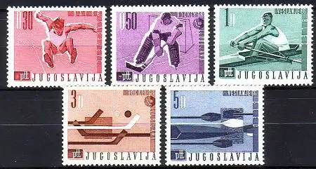 Jugoslawien Mi.Nr. 1144-48 WM Eishockey, Rudern, Balkan-Athletikspiele (5 Werte)