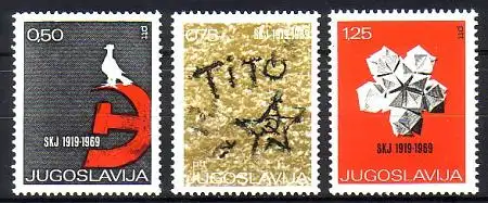Jugoslawien Mi.Nr. 1318-20 50 Jahre Bund der Kommunisten Jugoslawiens (3 Werte)