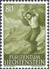 Liechtenstein Mi.Nr. 411 Freim. ländliche Motive, Waldbauer beim Heutragen (80)