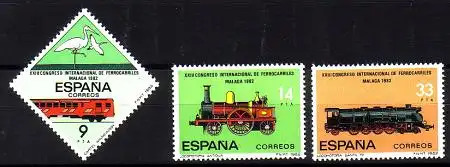 Spanien Mi.Nr. 2556-58 Int. Eisenbahnkongress Málaga (3 Werte)