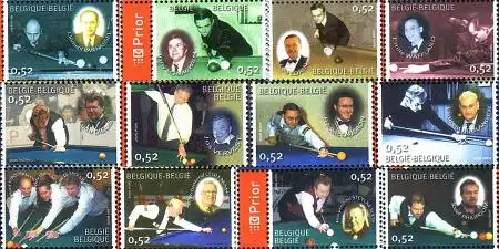 Belgien Mi.Nr. 3551-62 Belgische Internationale Sportmeister, Billard (12 Werte)