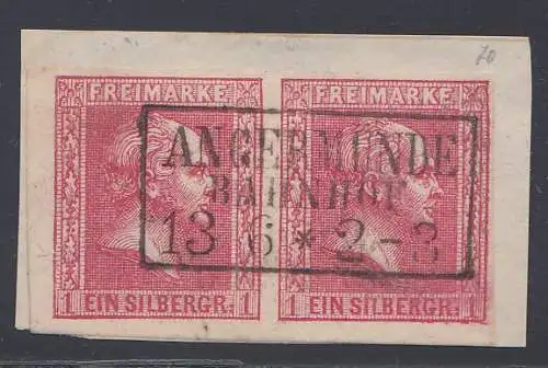 Preußen, Mi.Nr. 10b im Paar auf Bfst. gepr., ideal gestempelt 