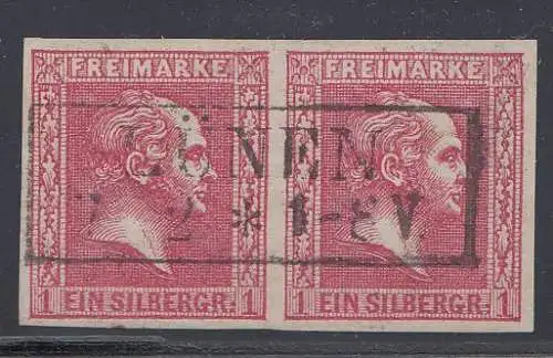 Preußen, Mi.Nr. 10b im Paar gepr., ideal gestempelt "Lünen"