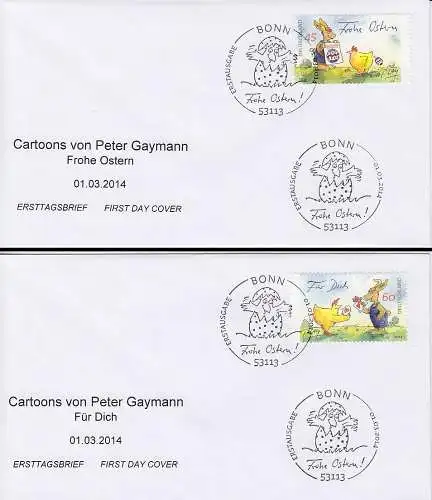 D,Bund Mi.Nr. 3063-64 Gaymann-Zeichnungen, Ostern (2 Briefe)