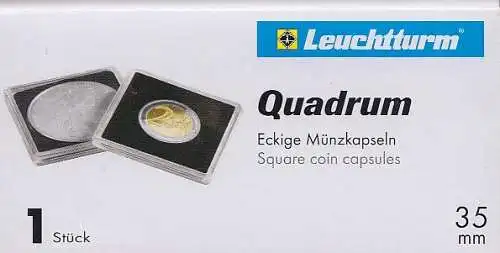 Leuchtturm, 1 eckige Münzkapsel QUADRUM, 35 mm