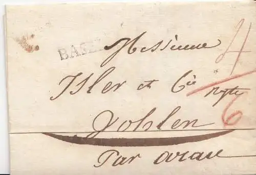 1829, Vorphilabrief Schweiz "Basel" nach Wohlen