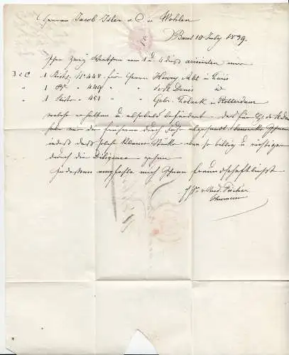 1839, Vorphilabrief Schweiz "Basel" nach Wohlen