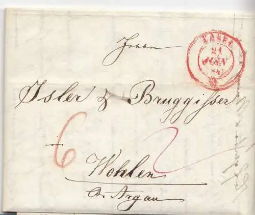 1841, Vorphilabrief Schweiz "Basel" nach Wohlen