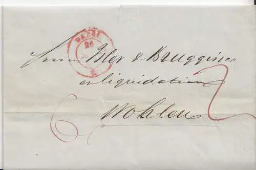 1844, Vorphilabrief Schweiz "Basel" nach Wohlen
