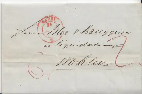 1844, Vorphilabrief Schweiz "Basel" nach Wohlen