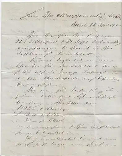 1844, Vorphilabrief Schweiz "Basel" nach Wohlen