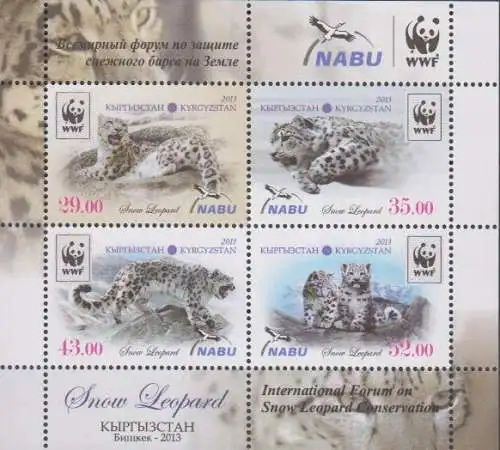 Kirgisien Mi.Nr. Block 65 A, WWF, Schneeleopard