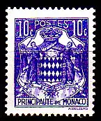 Monaco Mi.Nr. 147 Staatswappen, Landesname unten, ultramarin (10 c)