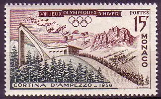 Monaco Mi.Nr. 536 Olympische Winterspiele Cartina d'Ampezzo, Sprungschanze (15)