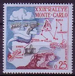 Monaco Mi.Nr. 642 Ralley Monte Carlo, Fahrstrecke Lissabon - Monte Carlo (0,25)