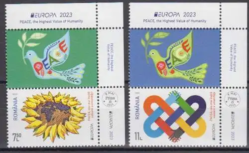 Rumänien MiNr. 8185-8186 A Europa 2023 Frieden (2 Marken, jeweils mit Ziefeld)
