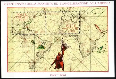 Vatikan Mi.Nr. Block 13 Entdeckung Amerikas, Seekarte