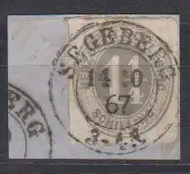 Schleswig-Holstein, Mi.Nr. 18c, Briefstück, gestempelt "Segeberg"