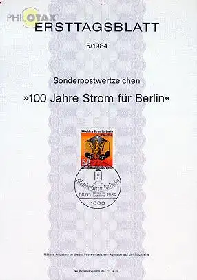 Berlin Mi.Nr. 5/84 Strom für Berlin (Marke MiNr.720)