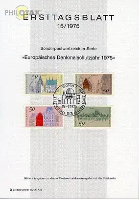 D,Bund Mi.Nr. 15/75 Europ. Denkmalschutzjahr (Marken MiNr.860-863)