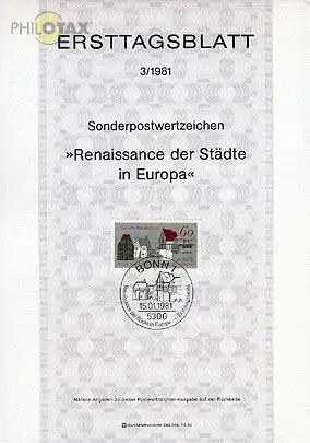 D,Bund Mi.Nr. 3/81 Renaissance der Städte (Marke MiNr.1084)