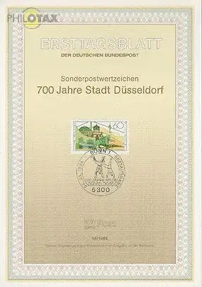 D,Bund Mi.Nr. 15/88 700 Jahre Stadt Düsseldorf (Marke MiNr.1369)
