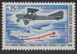 Frankreich MiNr. 1632 Flugpost Paris-St.Nazaire, Doppeldecker, Karte (0,25)