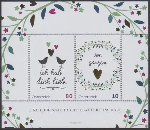 Österreich MiNr. Block 104 Liebesgrüße