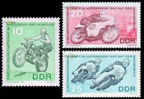 D,DDR Mi.Nr. 972-74 Motorrad WM (3 Werte)