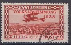 Saargebiet Mi.Nr. 195 Flugpostmarke mit Aufdruck Volksabstimmung 1935 (50c)