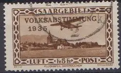 Saargebiet Mi.Nr. 198 Flugpostmarke mit Aufdruck Volksabstimmung 1935 (5 Fr)