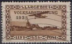 Saargebiet Mi.Nr. 198 Flugpostmarke mit Aufdruck Volksabstimmung 1935 (5 Fr)