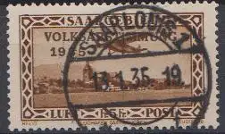 Saargebiet Mi.Nr. 198 Flugpostmarke mit Aufdruck Volksabstimmung 1935 (5 Fr)