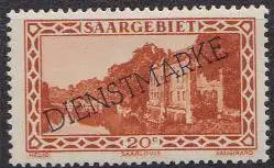 Saargebiet Dienstmarke Mi.Nr. 24 Marke mit diagonalem Aufdruck DIENSTMARKE (20)