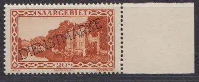 Saargebiet Dienstmarke Mi.Nr. 24 Marke mit diagonalem Aufdruck DIENSTMARKE (20)