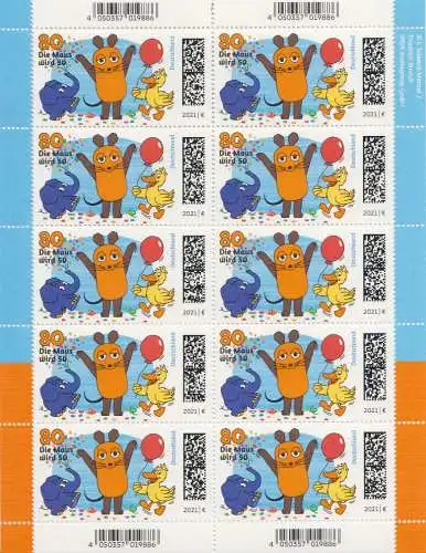 D,Bund Mi.Nr. 3596 Die Sendung mit der Maus wird 50 (Klbg.)