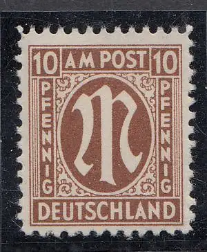 D, Bizone, Mi.Nr. 22Dz, deutscher Druck (10 Pf), postfrisch, Befund