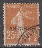 Andorra frz. Mi.Nr. 9 Freim. Franz. Marke Mi.Nr. 215 m. Aufdruck ANDORRE (25)