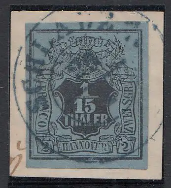 Hannover, Mi.Nr. 4 Glatter Wertschild unter Wappen (1/15 Thaler / 2 Sgr.)