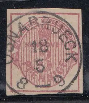 Hannover, Mi.Nr. 13b, Wertangabe und Krone im Oval, gestempelt
